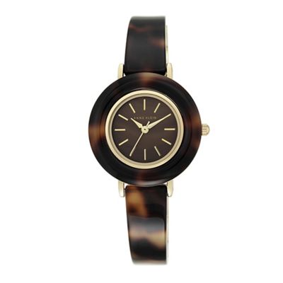 Womens tortoise resin bangle watch with brown Mother of Pearl dial ak/n2524bmto
